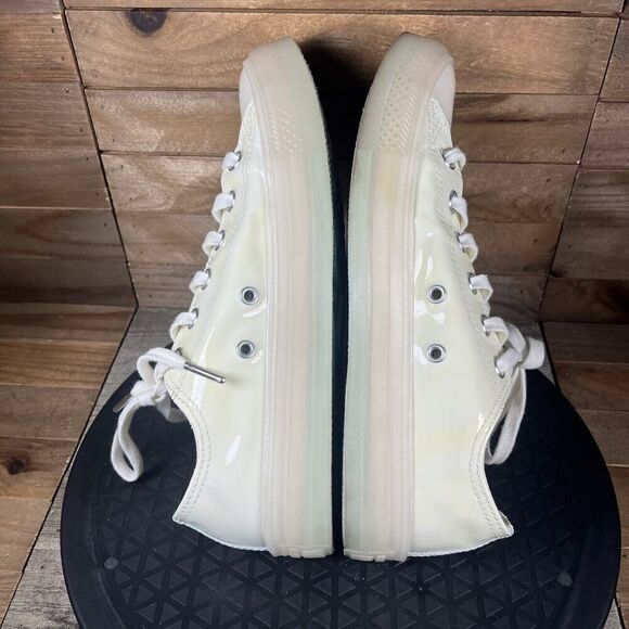 Converse Womens Sz 8 CTAS Low Top White Glow Synthetic Patent Sneakers 165605C - Picture 8 of 10